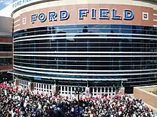 Thousands wait to enter Ford Field for WrestleMania 23 on April 1, 2007.