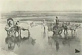 Fording an Indian river, c. 1905