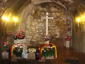 Memorial inside of the fort for German soldiers buried behind this wall.