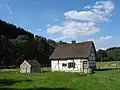 Unskilled worker's thatched cottage (Hingeon 19th century) transplanted and reconstituted in the open-air museum Fourneau Saint-Michel