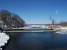 Looking west at the dam and Buffalo Lake