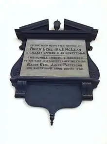 Francis McLean established and defended New Ireland (Maine), Plaque, St. Paul's Church (Halifax), Nova Scotia