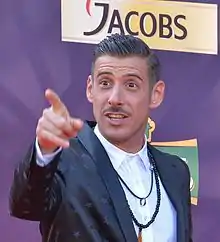 Francesco Gabbani during Eurovision Song Contest 2017 opening ceremony in Kyiv, Ukraine