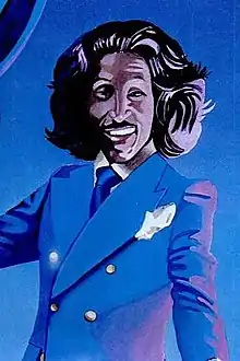 Caricature of Frankie Crocker used for a radio trade magazine advertisement; Crocker later became famous for developing and naming the urban contemporary format.