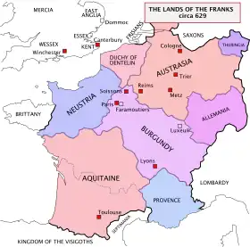 map of 7th-century Frankish lands