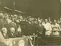 Franklin D. Roosevelt throws the first pitch at Opening Day, April 24, 1934