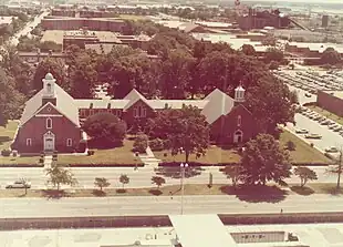 Chapel Complex, Naval Station Norfolk, with crosses on Protestant and Catholic Chapels in building that also includes Jewish and Muslim chapels