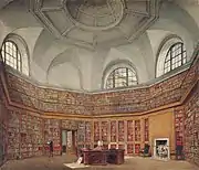 The Octagon Library, George III's original library at Buckingham House, showing wall bookcases