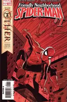 The cover image to Friendly Neighborhood Spider-Man volume 1, issue number 1 from December 2005 with art by Mike Wieringo.