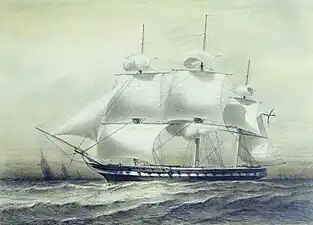 The Russian frigate Pallada, which was not present