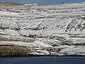 View of Froðba from the ferry Smyril