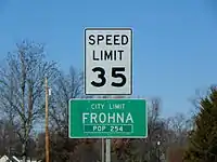 Frohna, Missouri, road sign