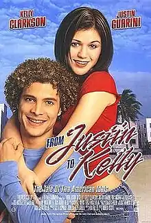 On a beach setting, a young woman has her arms around a young man with the film's title in semi-pleasant cursive underneath followed by the credits.