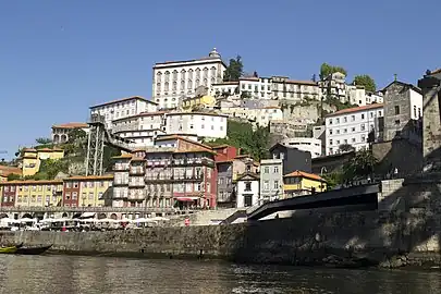 Porto as seen from the Douro, with the wharf in sight