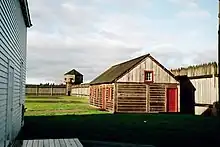 Reconstructed buildings and palisade wall on the site of Fort Vancouver