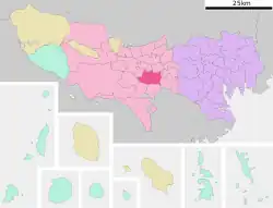 Location of Fuchū in Tokyo Prefecture