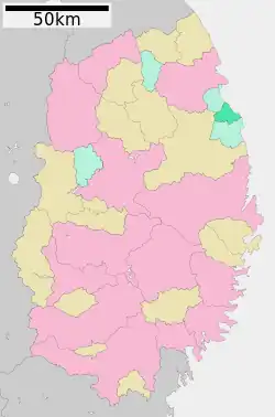 Location of Fudai in Iwate Prefecture