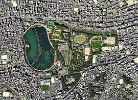 Aerial view of Fukuoka Castle