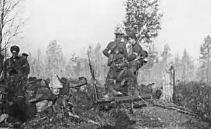 a black and white photograph of soldiers