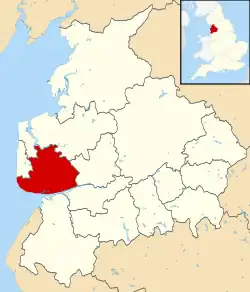 Shown within Lancashire and England