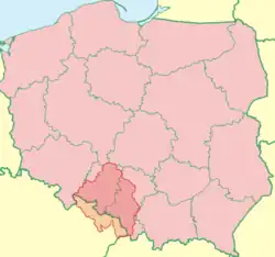 Location of Upper Silesia on the map of Poland