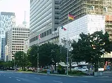 Flags of Japan and other G7 states flying in Toronto