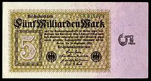 5 billion (5 Milliarden) marks, Berlin, 1923