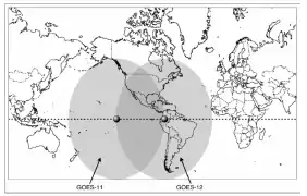 Coverage map of GOES-11 and GOES-12 when active (2007).