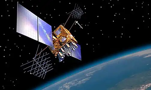 Artist's impression of a GPS-IIRM satellite in orbit