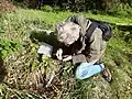 Alick Henrici collecting fungi on a fungus foray