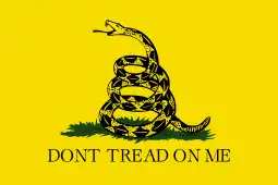 The "Gadsden flag", used by some Continental forces during the American Revolutionary War (1775–1783)