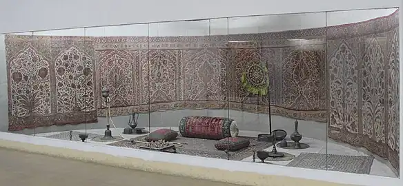 Another view of use of textiles in the tent of rajas