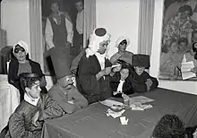 People dressed up for Purim. Gan Shmuel  Kibbutz, 1952