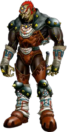 Artwork of Ganondorf in his humanoid form. He has red hair, olive skin, and is clad in armor.