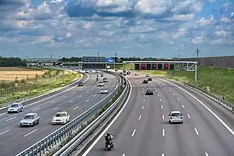 Right-hand traffic on Bundesautobahn 9 in Germany