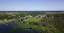 Aerial view of the village of Garden