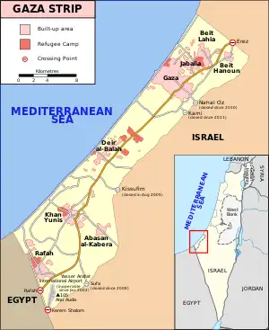 Map of Gaza Strip and Israel