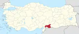 Location of the province within Turkey