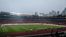 The stadium during 2019 Liga 1 match between Persija Jakarta and Arema on 3 August 2019