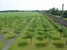 Official memorial site next to the bridge, with the railway line in the background