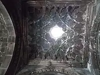 Muqarnas vault with central oculus in the gavit of the Geghard Monastery in Armenia (13th century, before 1225)