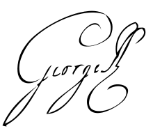 Handwritten "George" with a huge leading "G" and a large capital "R" at the end for "Rex"