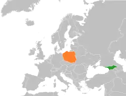 Map indicating locations of Georgia and Poland