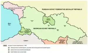 Map of the Georgian & Abkhazian Socialist Soviet Republics in 1922–1931