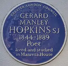 Blue plaque for Gerard Manley Hopkins