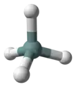 Ball-and-stick model of the germane molecule