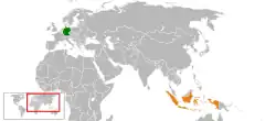 Map indicating locations of  Germany  and Indonesia