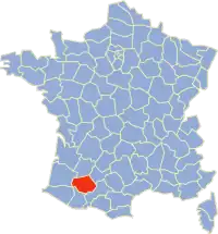 Locator map of France for archdiocese of Auch