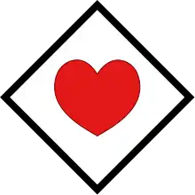 red heart in black square