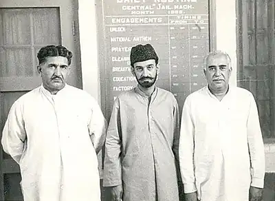 Mir Gul Khan Nasir (Left), Sardar Ataullah Mengal (Middle) and Mir Ghaus Bakhsh Bizenjo (Right)